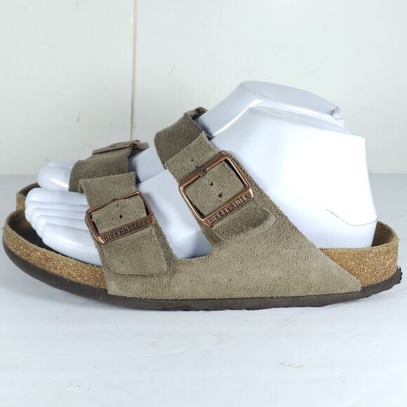 BIRKENSTOCK Women's Arizona US6 EU37 Taupe Suede 2 Straps Slide Sandals Shoes - Picture 2 of 16